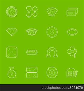 Casino thin lines icons set vector graphic illustration design. Casino thin lines icons set