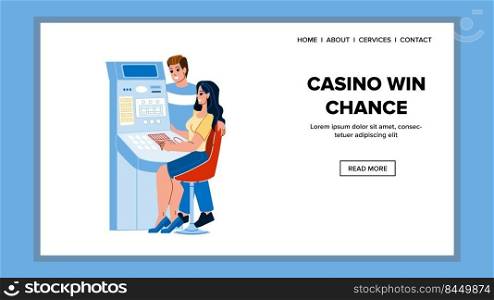 casino win chance vector. poker bet, gamble winner, people player casino win chance web flat cartoon illustration. casino win chance vector
