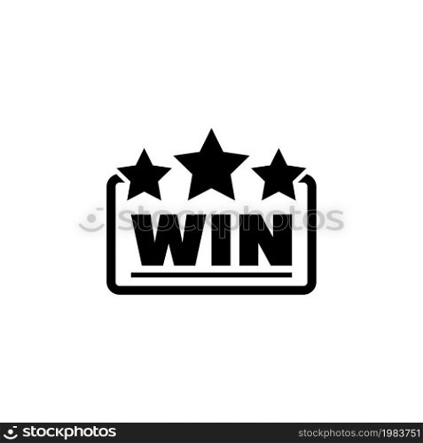 Casino Win, Winner Emblem. Flat Vector Icon illustration. Simple black symbol on white background. Casino Win, Winner Emblem sign design template for web and mobile UI element. Casino Win, Winner Emblem Flat Vector Icon