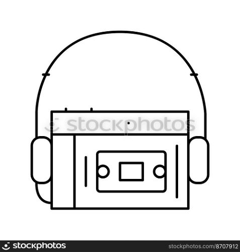 cassette audio player line icon vector. cassette audio player sign. isolated contour symbol black illustration. cassette audio player line icon vector illustration