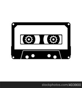 Cassette black icon. Simple symbol on a white background . Cassette black icon