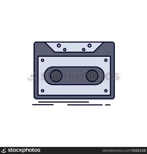 Cassette, demo, record, tape, record Flat Color Icon Vector