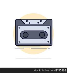 Cassette, demo, record, tape, record Flat Color Icon Vector