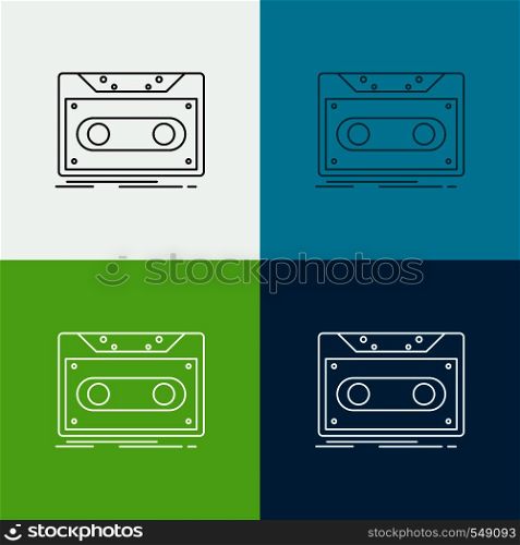Cassette, demo, record, tape, record Icon Over Various Background. Line style design, designed for web and app. Eps 10 vector illustration. Vector EPS10 Abstract Template background