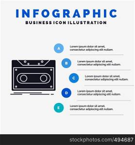 Cassette, demo, record, tape, record Infographics Template for Website and Presentation. GLyph Gray icon with Blue infographic style vector illustration.. Vector EPS10 Abstract Template background