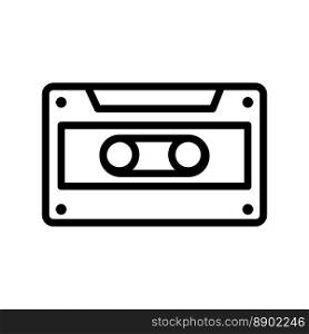 Cassette icon line isolated on white background. Black flat thin icon on modern outline style. Linear symbol and editable stroke. Simple and pixel perfect stroke vector illustration