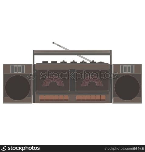 Cassette player retro vector music tape vintage audio radio illustration background