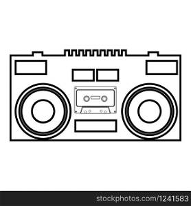 Cassette recorder Mobile stereo music icon outline black color vector illustration flat style simple image. Cassette recorder Mobile stereo music icon outline black color vector illustration flat style image