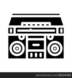 cassette stereo boombox player glyph icon vector. cassette stereo boombox player sign. isolated symbol illustration. cassette stereo boombox player glyph icon vector illustration
