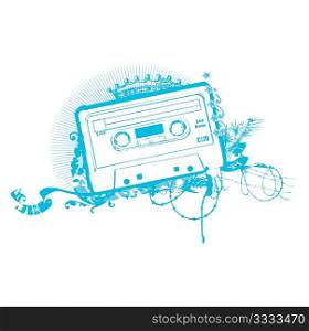 Cassette Tape Stencil . Vector illustration