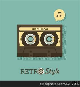 Cassette tape. Vector illustration in retro style. Vintage logo.