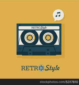 Cassette tape. Vintage logo. Vector illustration in retro style.
