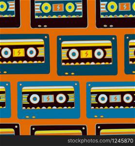 Cassettes pattern. Retro music background. Cassettes pattern. Retro music background.