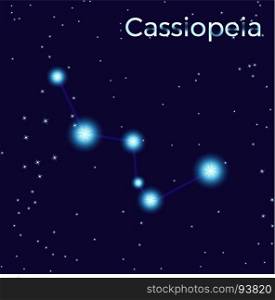 Cassiopeia sing. Star constellation vector element. Constellation symbol. Illustration on dark blue background.. Cassiopeia sing. Star constellation vector element. Constellation symbol on dark blue background.
