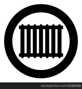 Cast iron battery Heating radiator icon in circle round black color vector illustration flat style simple image. Cast iron battery Heating radiator icon in circle round black color vector illustration flat style image