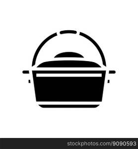 cast iron dutch oven kitchen cookware glyph icon vector. cast iron dutch oven kitchen cookware sign. isolated symbol illustration. cast iron dutch oven kitchen cookware glyph icon vector illustration