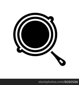 cast iron skillet kitchen cookware glyph icon vector. cast iron skillet kitchen cookware sign. isolated symbol illustration. cast iron skillet kitchen cookware glyph icon vector illustration