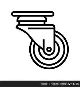 casters wheel hardware furniture fitting line icon vector. casters wheel hardware furniture fitting sign. isolated contour symbol black illustration. casters wheel hardware furniture fitting line icon vector illustration