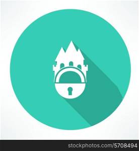 castle and locking icon. Flat modern style vector illustration