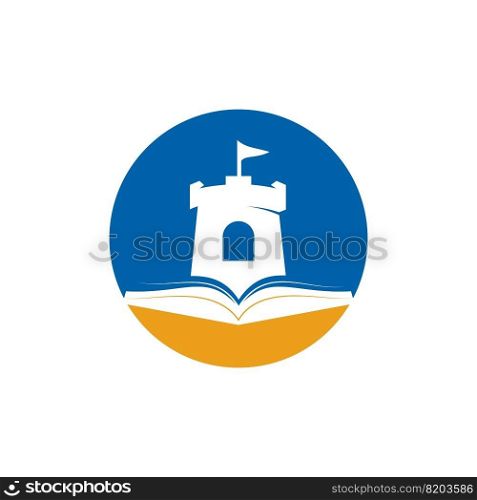 Castle book vector logo design. Unique bookstore, library and fortress logotype design template. 
