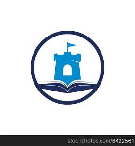 Castle book vector logo design. Unique bookstore, library and fortress logotype design template. 