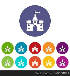 Castle building icons color set vector for any web design on white background. Castle building icons set vector color