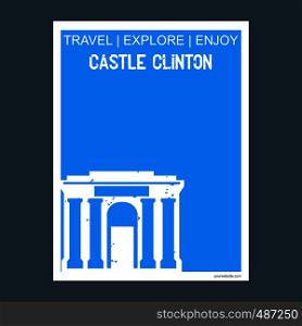 Castle Clinton NY, USA monument landmark brochure Flat style and typography vector