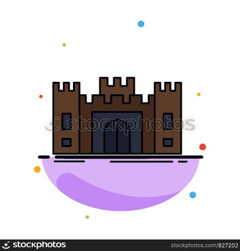 Castle, defense, fort, fortress, landmark Flat Color Icon Vector