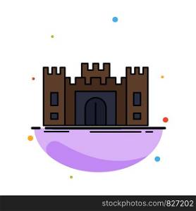 Castle, defense, fort, fortress, landmark Flat Color Icon Vector