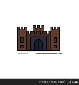 Castle, defense, fort, fortress, landmark Flat Color Icon Vector