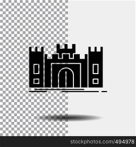 Castle, defense, fort, fortress, landmark Glyph Icon on Transparent Background. Black Icon. Vector EPS10 Abstract Template background