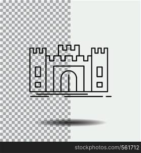Castle, defense, fort, fortress, landmark Line Icon on Transparent Background. Black Icon Vector Illustration. Vector EPS10 Abstract Template background