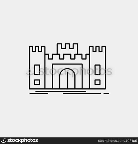 Castle, defense, fort, fortress, landmark Line Icon. Vector isolated illustration. Vector EPS10 Abstract Template background