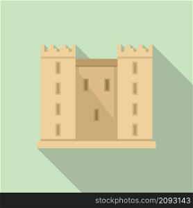 Castle facade icon flat vector. Old medieval castle. Stone door. Castle facade icon flat vector. Old medieval castle