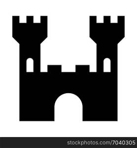 Castle, fortified structure, icon on isolated background