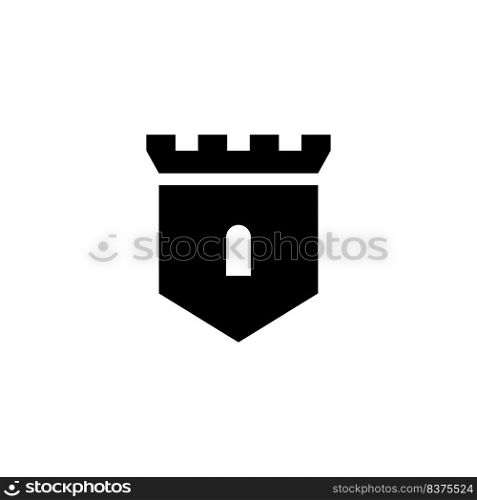 castle icon and shield vector black color