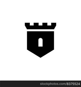 castle icon and shield vector black color