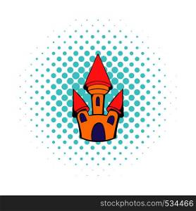 Castle icon in comics style on a white background. Castle icon in comics style