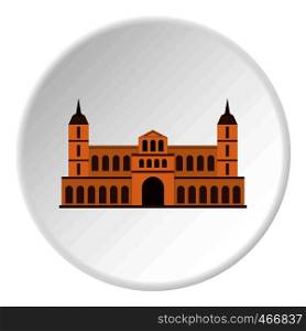 Castle icon in flat circle isolated vector illustration for web. Castle icon circle