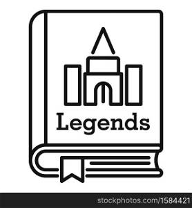 Castle legends book icon. Outline castle legends book vector icon for web design isolated on white background. Castle legends book icon, outline style