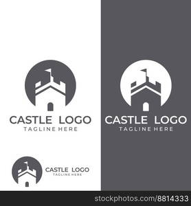 Castle logo silhouette, castle logo with shield combination ...