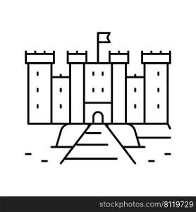 castle medieval building line icon vector. castle medieval building sign. isolated contour symbol black illustration. castle medieval building line icon vector illustration