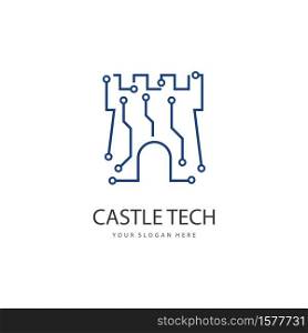 Castle tech illustration logo template