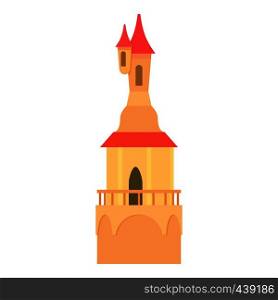 Castle tower with a pointed domes icon. Cartoon illustration of castle tower with a pointed domes vector icon for web. Castle tower with a pointed domes icon