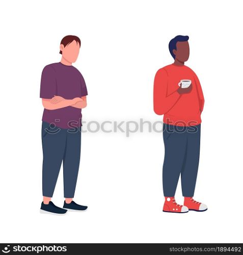 Casual standing man semi flat color vector character set. Standing figures. Full body people on white. Freelancer isolated modern cartoon style illustration for graphic design and animation pack. Casual standing man semi flat color vector character set