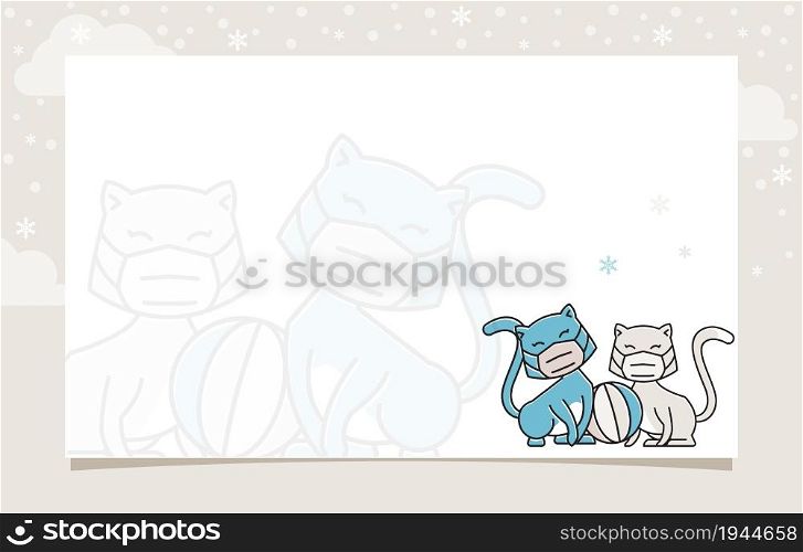 Cat Ball Winter Snowflake Holiday Invitation Card Frame Background Template