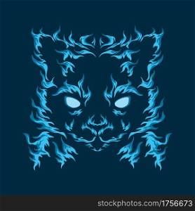 Cat blue fire illustration vector