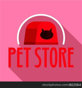 Cat box pet store logo. Flat illustration of cat box pet store vector logo for web design. Cat box pet store logo, flat style