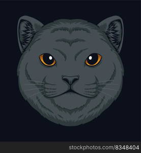 Cat British Shorthair head vector illustration