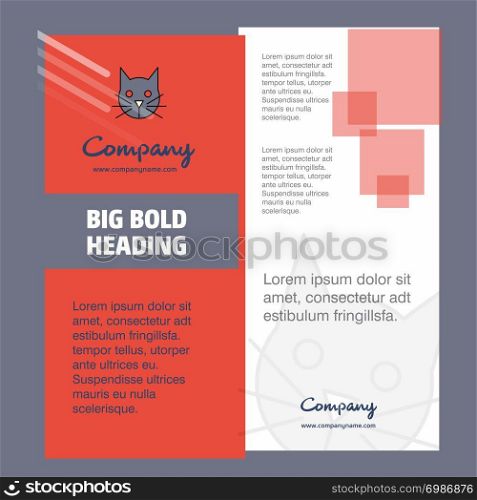 Cat Company Brochure Title Page Design. Company profile, annual report, presentations, leaflet Vector Background